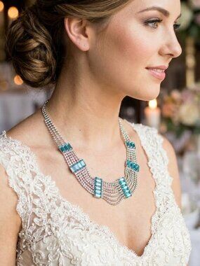 Rhinestone Necklace Beautiful Piece For A Bride, New Never Worn Something Blue?